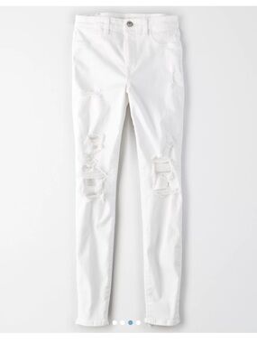 American Eagle Outfitters White Distressed Skinny Jeans